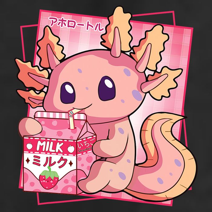 Japanese Style Kawaii Axolotl Strawberry Milk Anime Trucker Hat