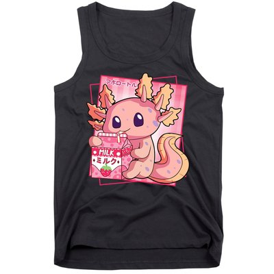 Japanese Style Kawaii Axolotl Strawberry Milk Anime Tank Top