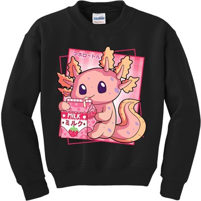 Japanese Style Kawaii Axolotl Strawberry Milk Anime Kids Sweatshirt