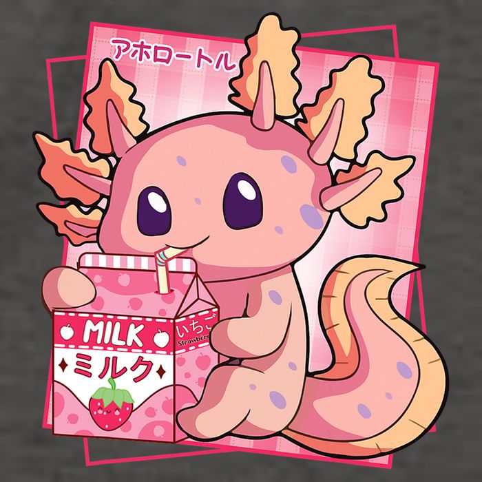 Japanese Style Kawaii Axolotl Strawberry Milk Anime Vector Backpack