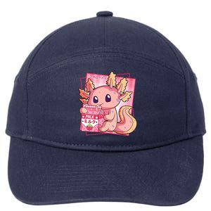 Japanese Style Kawaii Axolotl Strawberry Milk Anime 7-Panel Snapback Hat