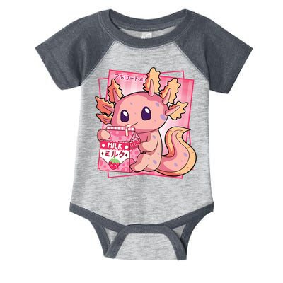 Japanese Style Kawaii Axolotl Strawberry Milk Anime Infant Baby Jersey Bodysuit