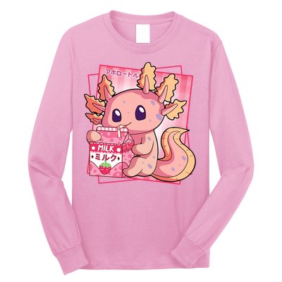 Japanese Style Kawaii Axolotl Strawberry Milk Anime Long Sleeve Shirt
