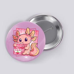 Japanese Style Kawaii Axolotl Strawberry Milk Anime Button