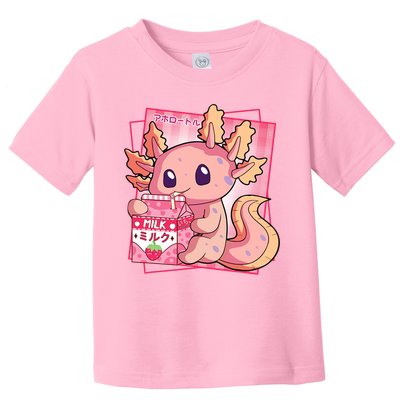 Japanese Style Kawaii Axolotl Strawberry Milk Anime Toddler T-Shirt