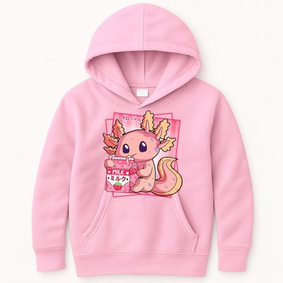 Japanese Style Kawaii Axolotl Strawberry Milk Anime Kids Hoodie