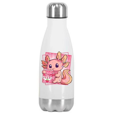 Japanese Style Kawaii Axolotl Strawberry Milk Anime Stainless Steel Insulated Water Bottle