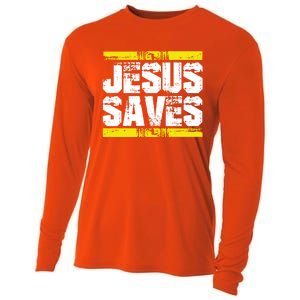 Jesus Saves Lord God Church Christ Love Faith Gift Cooling Performance Long Sleeve Crew