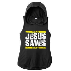 Jesus Saves Lord God Church Christ Love Faith Gift Ladies PosiCharge Tri-Blend Wicking Draft Hoodie Tank