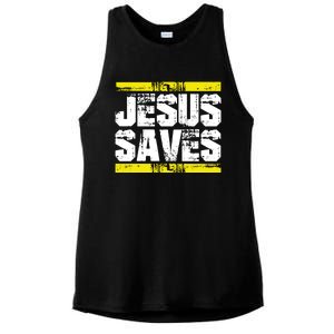 Jesus Saves Lord God Church Christ Love Faith Gift Ladies PosiCharge Tri-Blend Wicking Tank