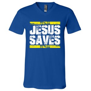 Jesus Saves Lord God Church Christ Love Faith Gift V-Neck T-Shirt