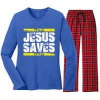 Jesus Saves Lord God Church Christ Love Faith Gift Women's Long Sleeve Flannel Pajama Set 