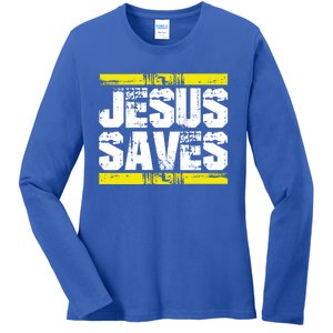 Jesus Saves Lord God Church Christ Love Faith Gift Ladies Long Sleeve Shirt