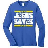 Jesus Saves Lord God Church Christ Love Faith Gift Ladies Long Sleeve Shirt