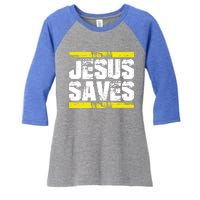 Jesus Saves Lord God Church Christ Love Faith Gift Women's Tri-Blend 3/4-Sleeve Raglan Shirt