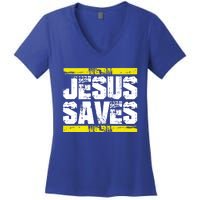 Jesus Saves Lord God Church Christ Love Faith Gift Women's V-Neck T-Shirt