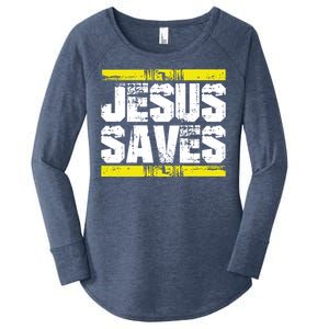 Jesus Saves Lord God Church Christ Love Faith Gift Women's Perfect Tri Tunic Long Sleeve Shirt