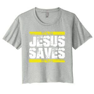 Jesus Saves Lord God Church Christ Love Faith Gift Women's Crop Top Tee