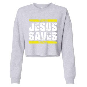 Jesus Saves Lord God Church Christ Love Faith Gift Cropped Pullover Crew