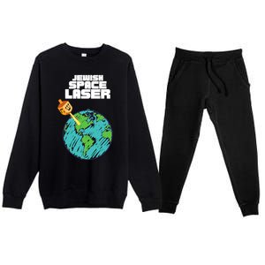 Jewish Space Laser Insane Funny Conspiracy Theory Premium Crewneck Sweatsuit Set