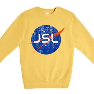 Jewish Space Laser Logo Badge Distressed Funny Meme Premium Crewneck Sweatshirt