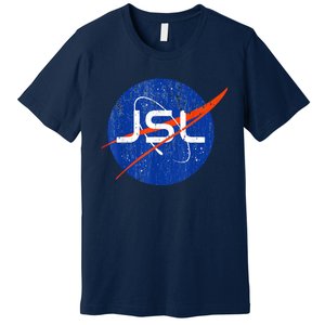 Jewish Space Laser Logo Badge Distressed Funny Meme Premium T-Shirt