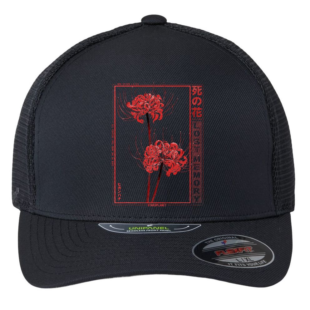 Japanese Spider Lily Soft Grunge Anime Aesthetic Flower Flexfit Unipanel Trucker Cap