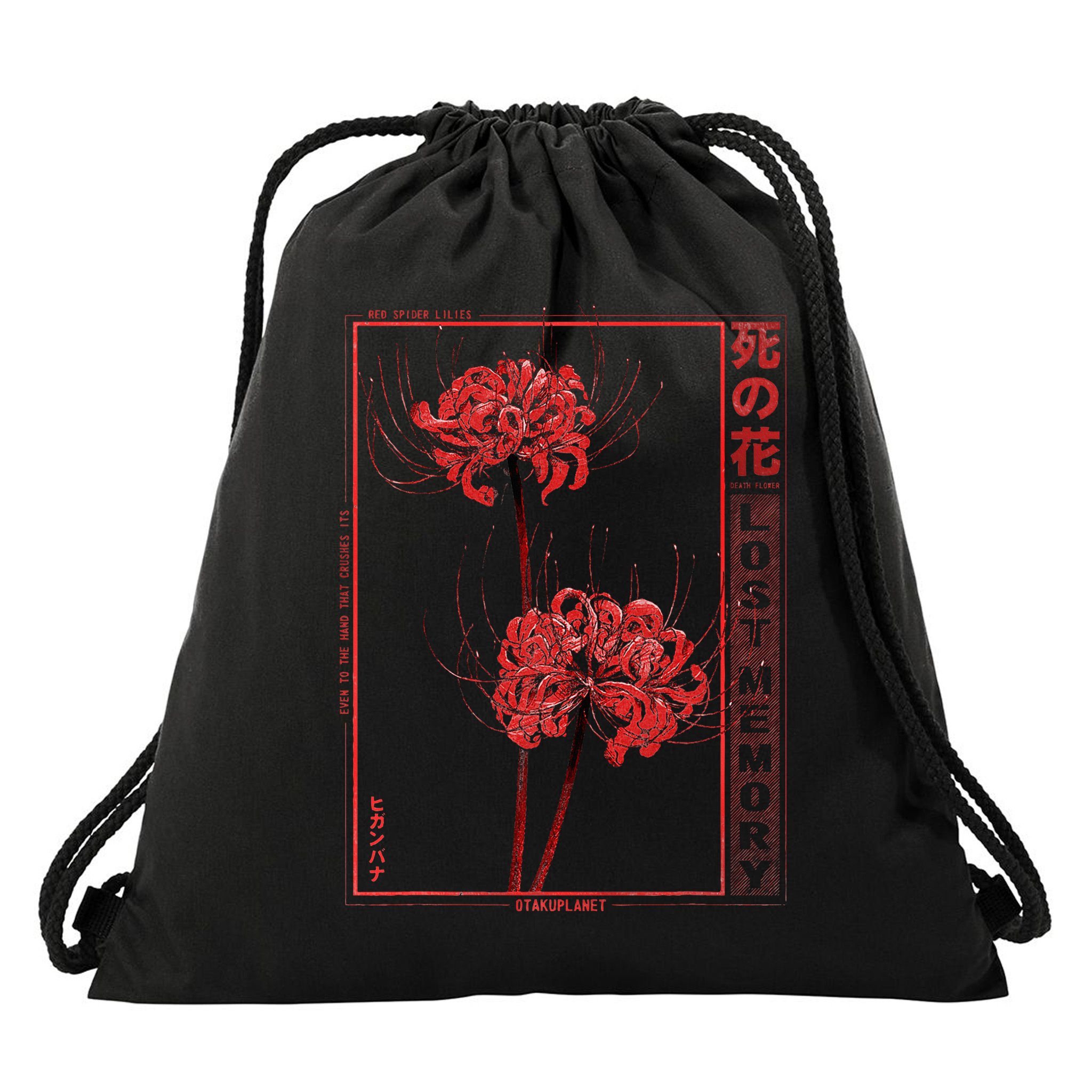 Japanese Spider Lily Soft Grunge Anime Aesthetic Flower Drawstring Bag