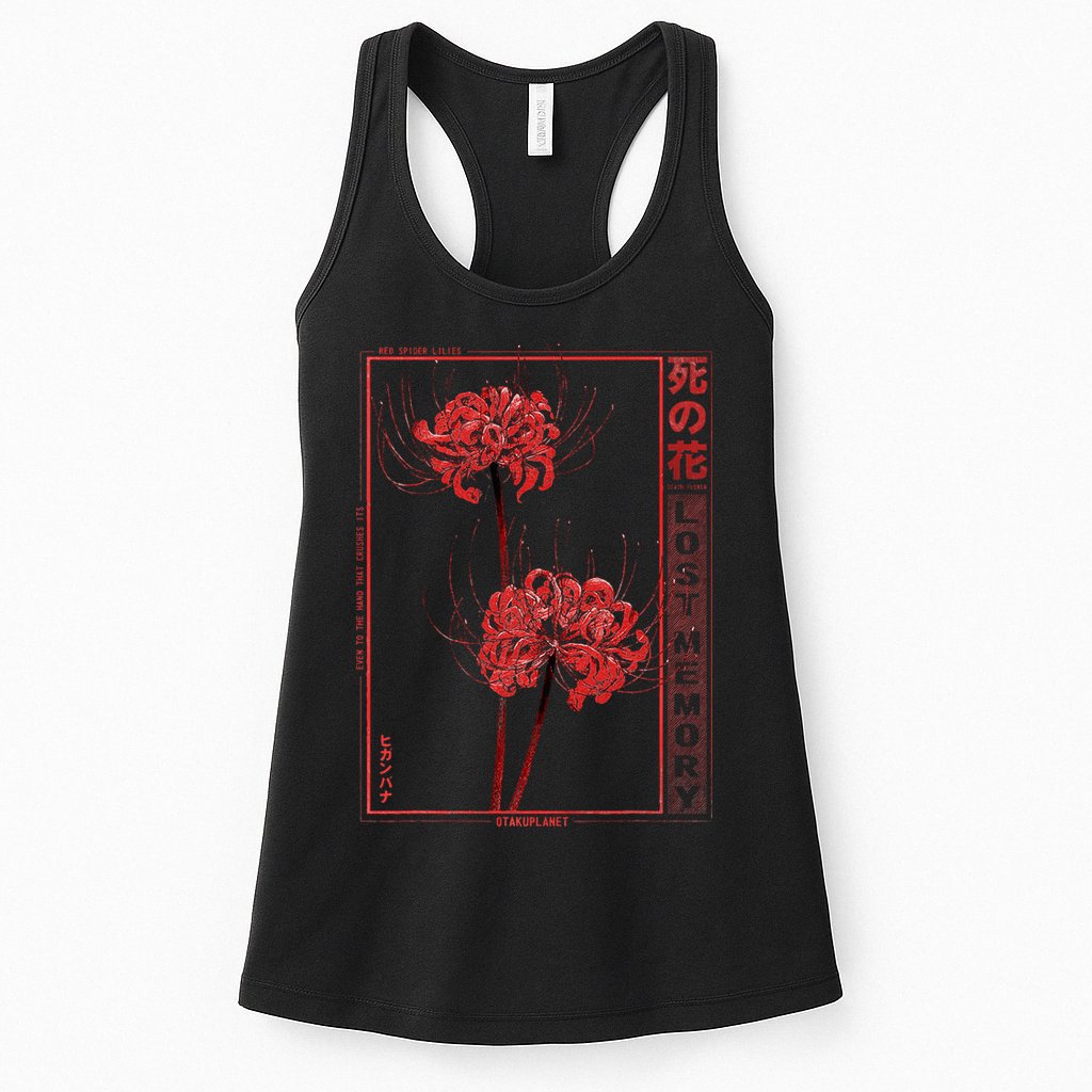 Japanese Spider Lily Soft Grunge Anime Aesthetic Flower Womens Tank Top