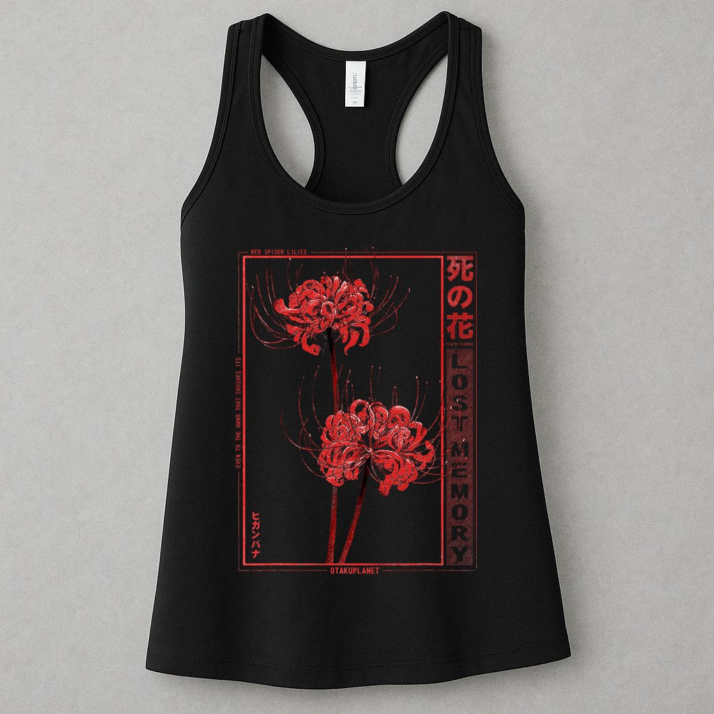 Japanese Spider Lily Soft Grunge Anime Aesthetic Flower Womens Tank Top