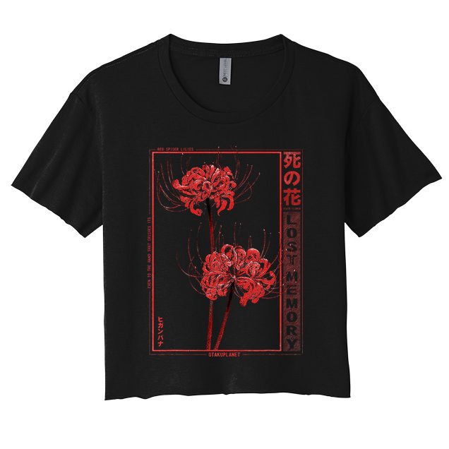 Japanese Spider Lily Soft Grunge Anime Aesthetic Flower Women's Crop Top Tee