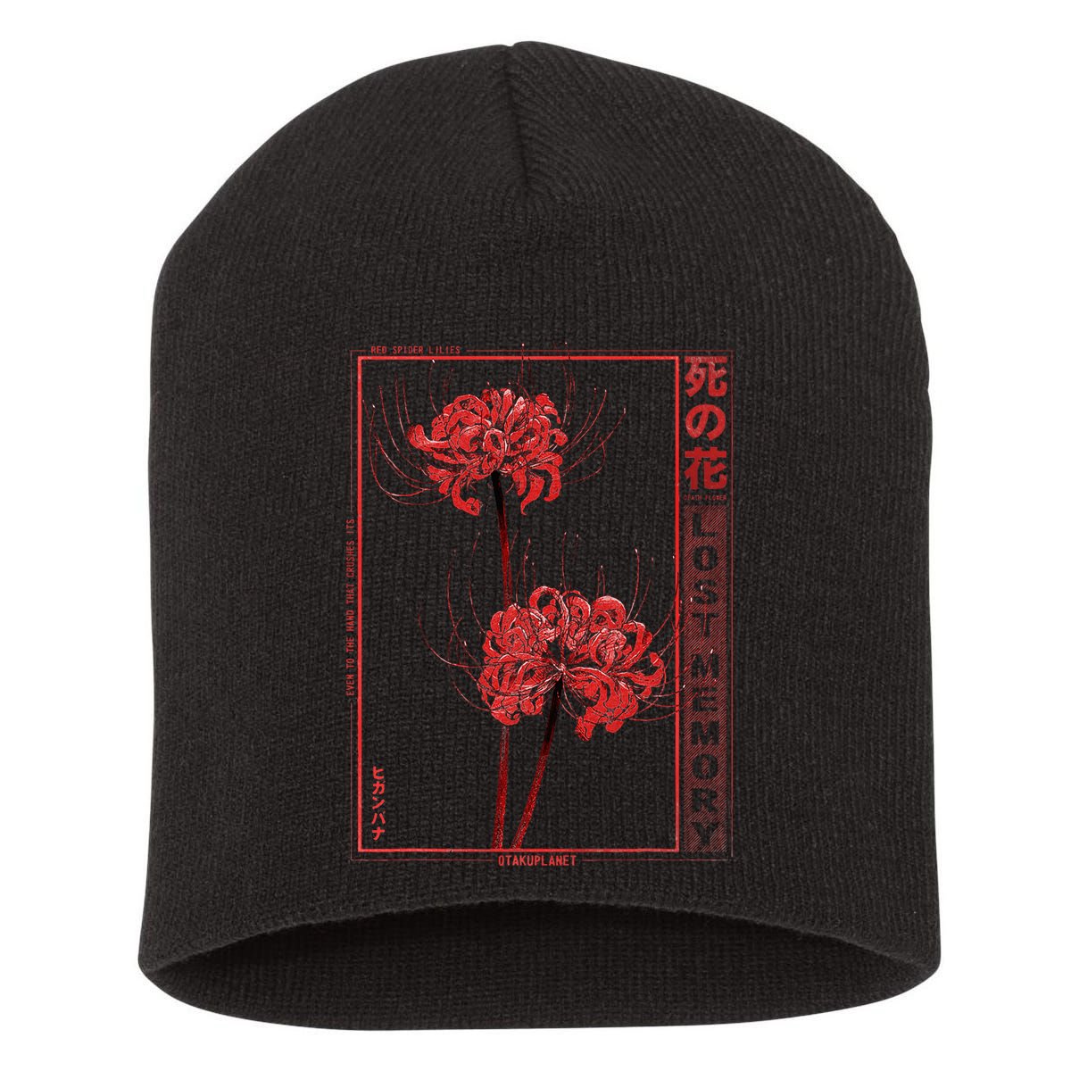 Japanese Spider Lily Soft Grunge Anime Aesthetic Flower Short Acrylic Beanie