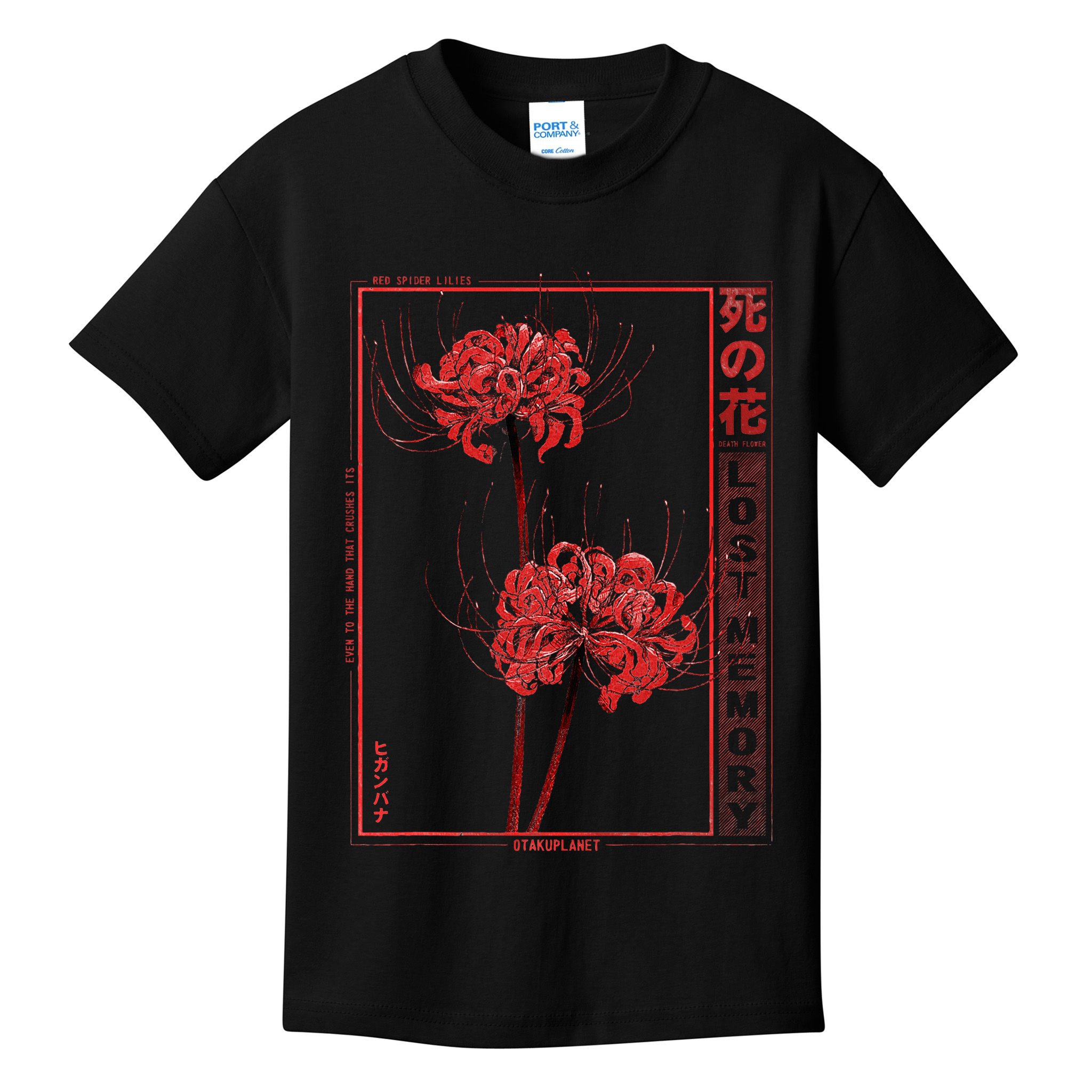 Japanese Spider Lily Soft Grunge Anime Aesthetic Flower Kids T-Shirt