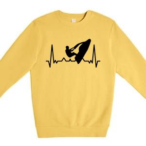 Jet Skiing Lover I Heartbeat Jet Skiing Cute Gift Premium Crewneck Sweatshirt