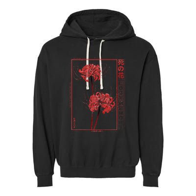 Japanese Spider Lily Soft Grunge Anime Aesthetic Flower Garment-Dyed Fleece Hoodie