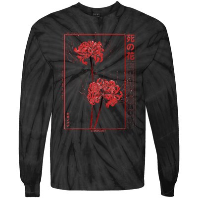 Japanese Spider Lily Soft Grunge Anime Aesthetic Flower Tie-Dye Long Sleeve Shirt