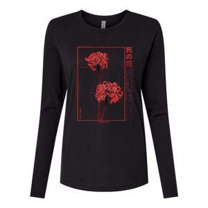 Japanese Spider Lily Soft Grunge Anime Aesthetic Flower  Womens Cotton Relaxed Long Sleeve T-Shirt