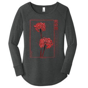 Japanese Spider Lily Soft Grunge Anime Aesthetic Flower  Women's Perfect Tri Tunic Long Sleeve Shirt