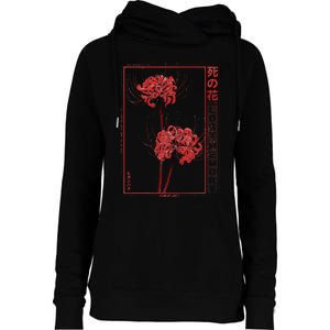 Japanese Spider Lily Soft Grunge Anime Aesthetic Flower  Womens Funnel Neck Pullover Hood