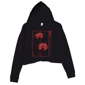 Japanese Spider Lily Soft Grunge Anime Aesthetic Flower  Crop Fleece Hoodie