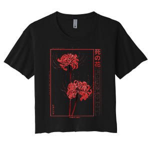 Japanese Spider Lily Soft Grunge Anime Aesthetic Flower  Women's Crop Top Tee