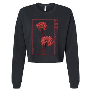 Japanese Spider Lily Soft Grunge Anime Aesthetic Flower  Cropped Pullover Crew