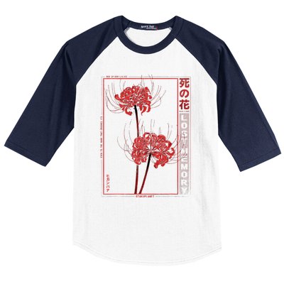 Japanese Spider Lily Soft Grunge Anime Aesthetic Flower  Baseball Sleeve Shirt