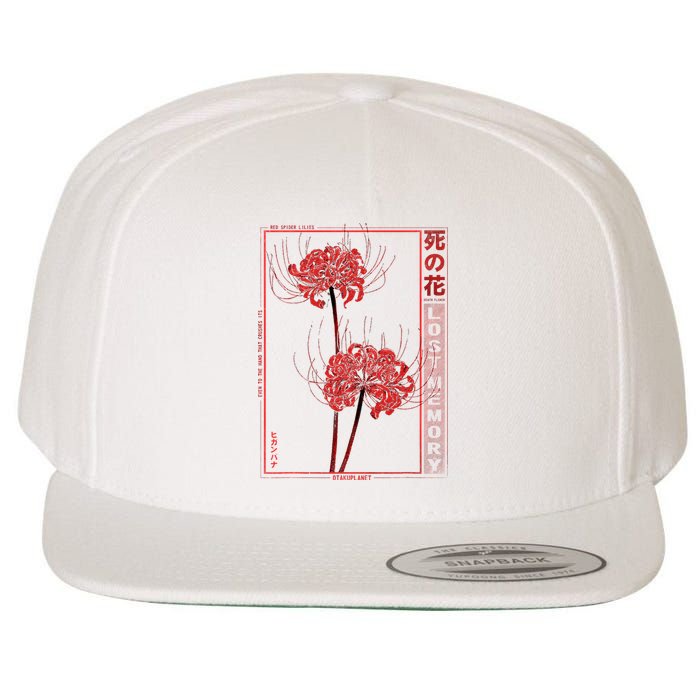 Japanese Spider Lily Soft Grunge Anime Aesthetic Flower Wool Snapback Cap