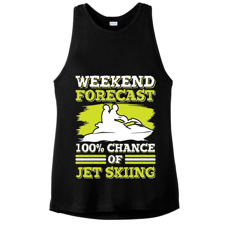 Jet Skier Lover Weekend Forcast 100% Chance Of Jet Skiing Funny Gift Ladies PosiCharge Tri-Blend Wicking Tank