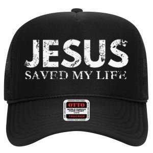 Jesus Saved My Life Jesus Cross Family Adult Matching Group High Crown Mesh Back Trucker Hat