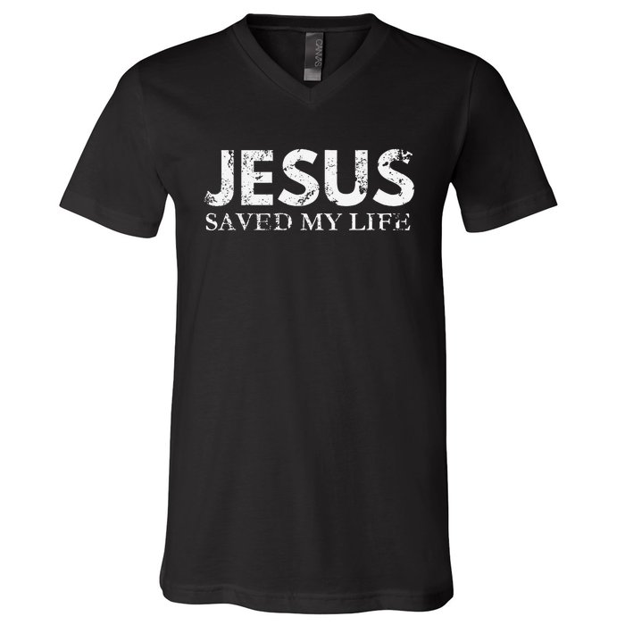 Jesus Saved My Life Jesus Cross Family Adult Matching Group V-Neck T-Shirt