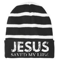 Jesus Saved My Life Jesus Cross Family Adult Matching Group Striped Beanie with Solid Band