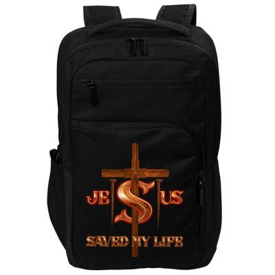 Jesus Saved My Life Metal Cross And Nails Impact Tech Backpack