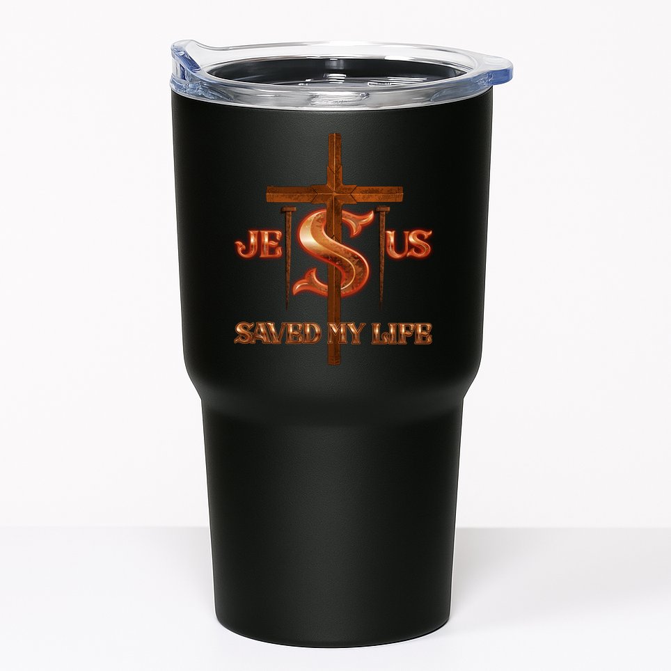 Jesus Saved My Life Metal Cross And Nails Tumbler